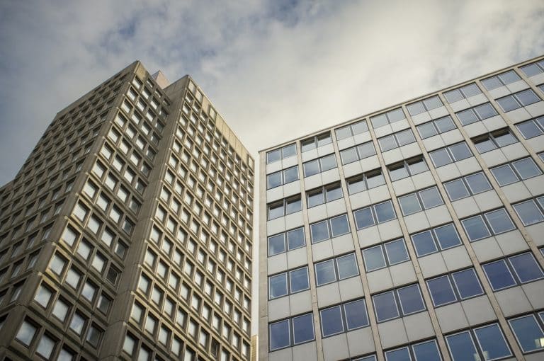 View of office block, Birmingham financial district, UK